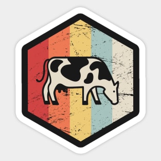 Retro Vintage Cattle Cow Farmer Icon Sticker